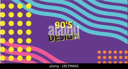 Abstract 90s styled background with copy space. Bright trendy colors ...