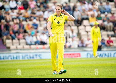 Southampton, UK. 16th July, 2023. Thalia McGrath (Australia) during the 2nd We Got Game ODI game of the Womens Ashes 2023 Series between England and Australia at The Ageas Bowl in Southampton, England. (Liam Asman/SPP) Credit: SPP Sport Press Photo. /Alamy Live News Stock Photo