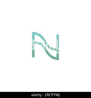 Letter N Outline Wave Logo Design. Initial N Logo Stock Vector