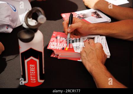 Rome, Rome, Italy. 16th July, 2023. Details, Andre Lotterer signing autographs at formula e, E prix Rome 2023 (Credit Image: © Gabriele Pallai/Pacific Press via ZUMA Press Wire) EDITORIAL USAGE ONLY! Not for Commercial USAGE! Stock Photo