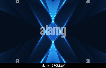 Dark blue abstract background with dynamic glowing diagonal lines and arrows. Abstract vector background. Stock Vector