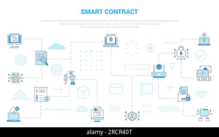 smart contract concept with icon set with big word or text on center ...