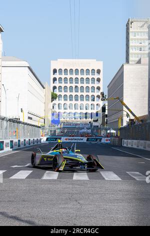 Rome, Italy July 16 2023 – Formula E Hankook Rome E-Prix, qualifying session. Robin Frijns (4) (NLD) Abt Cupra team in action on racetrack. Photo Credit: Fabio Pagani/Alamy Live News Stock Photo