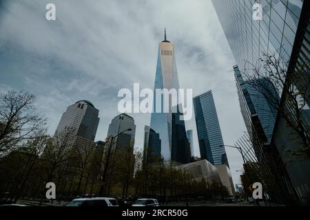 One World Trade Center in New York City photographed from the ground Stock Photo