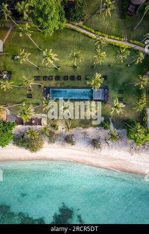 Aerial view of Haad Tien Beach in shark bay, koh Tao, Thailand Stock Photo