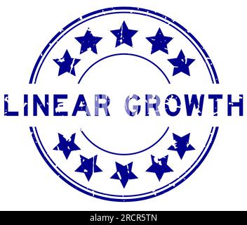 Grunge blue linear growth word with star icon round rubber seal stamp on white background Stock Vector