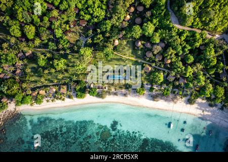 Aerial view of Haad Tien Beach in shark bay, koh Tao, Thailand Stock Photo