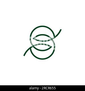 letter s linked geometric line leaf logo vector Stock Vector