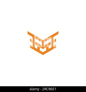 letter m stripes robot face logo vector Stock Vector