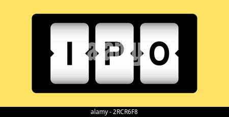 Black color in word IPO (Abbreviation of Initial Public Offering) on slot banner with yellow color background Stock Vector