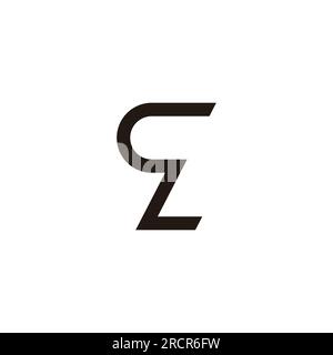 letter cl ql black simple geometric line logo vector Stock Vector