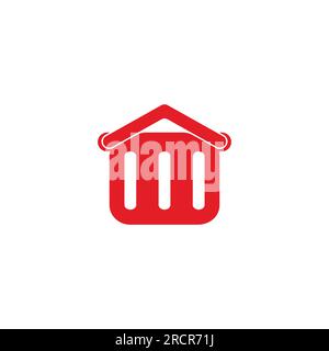 red shopping basket simple geometric logo vector Stock Vector