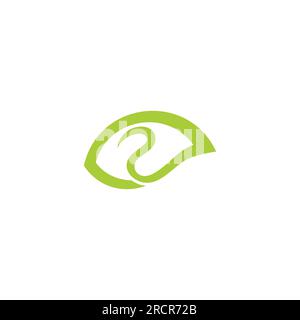 curves geometric abstract green leaf nature symbol logo vector Stock Vector