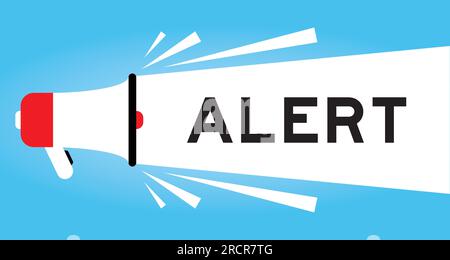Color megaphone icon with word alert in white banner on blue background Stock Vector