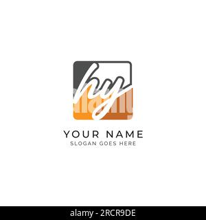 H, Y, HY Initial letter handwritten and signature vector image template in square shape log Stock Vector
