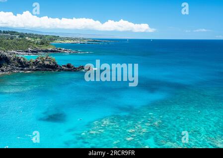 North shore and blue water of Maui island Stock Photo