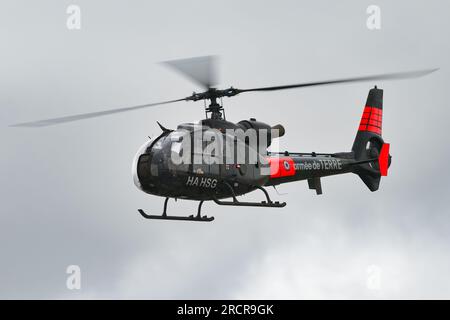 RAF Fairford, Gloucestershire on Saturday 15th July 2023. Arospatiale SA 342M Gazelle during the Royal International Air Tattoo at RAF Fairford, Gloucestershire on Saturday 15th July 2023. (Photo: Jon Hobley | MI News) Credit: MI News & Sport /Alamy Live News Stock Photo