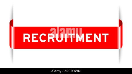 Red color inserted label banner with word recruitment on white background Stock Vector