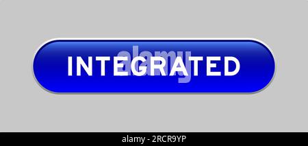 Blue color capsule shape button with word integrated on gray background Stock Vector