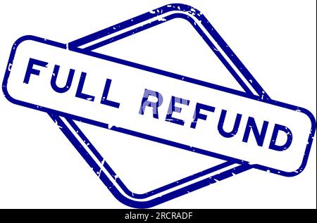 Grunge blue full refund word rubber seal stamp on white background Stock Vector