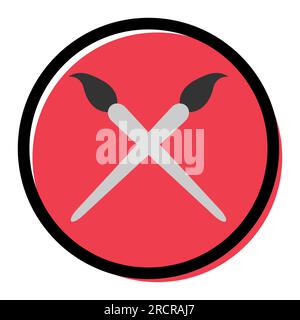 Flat art tool brush instrument, artist web design graphic vector ...
