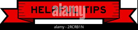 Ribbon label banner with word helpful tips in red color on white background Stock Vector