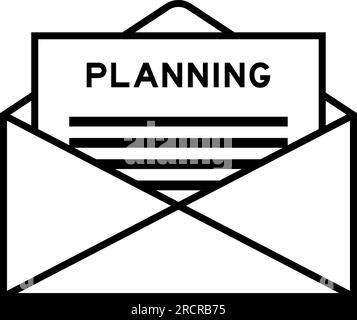 Envelope and letter sign with word planning as the headline Stock Vector