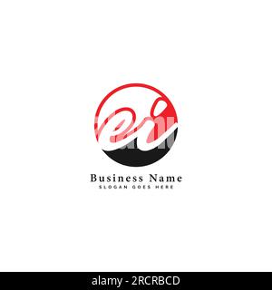 E, I, EI Initial letter handwritten and signature vector image template in round shape logo Stock Vector