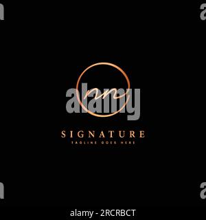N, NN Initial letter handwritten and signature vector logo. Business template in round shape line art Stock Vector