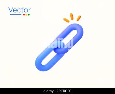 3d link or chain icon, minimal style, isolated on white background. Design concept for SEO, Search Engine Optimization, backlink, connect, website, traffic. 3d vector illustration. Vector illustration Stock Vector