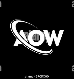 AOW circle letter logo design with circle and ellipse shape. AOW ...