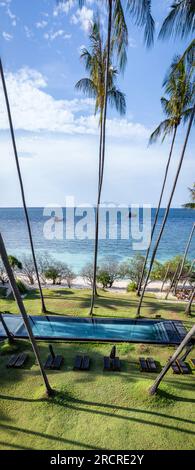 Aerial view of Haad Tien Beach in shark bay, koh Tao, Thailand Stock Photo