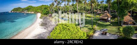 Aerial view of Haad Tien Beach in shark bay, koh Tao, Thailand Stock Photo