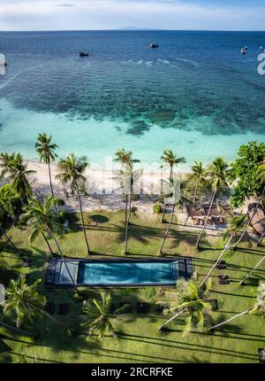 Aerial view of Haad Tien Beach in shark bay, koh Tao, Thailand Stock Photo