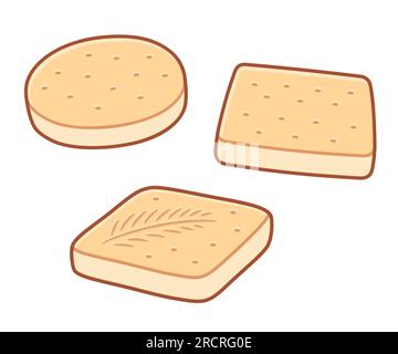 Pan Hallulla and Coliza, traditional Chilean bread. Round and square flatbread drawing. Simple vector illustration. Stock Vector