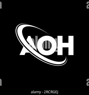 AOH circle letter logo design with circle and ellipse shape. AOH ...