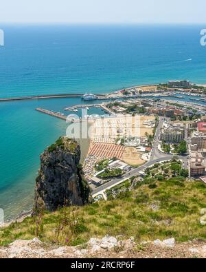 Panoramic view from the Jupiter Anxur Temple in Terracina, province of Latina, Lazio, central Italy. Stock Photo