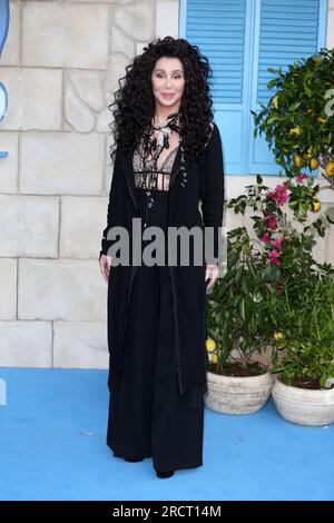 London, UK. 16th July, 2018. Cher attends the UK Premiere of 'Mamma Mia! Here We Go Again' at the Eventim Apollo in London. (Photo by Fred Duval/SOPA Images/Sipa USA) Credit: Sipa USA/Alamy Live News Stock Photo
