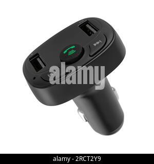 car cigarette lighter charging adapter on white background in insulation Stock Photo