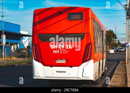 Santiago, Chile - May 11 2023: A public transport Transantiago, or Red ...
