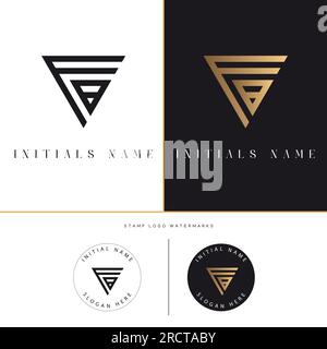 Luxury Initial FB or BF Monogram Text Letter Logo Design Stock Vector
