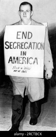 Attalla, Alabama:  April 23, 1963 Civil rights activist and C.O.R.E. member William L. Moore was walking and wearing this sign from Chattanooga, Tennessee to Jackson, Mississippi to deliver a message to Governor Ross Barnett when he was shot at close range and left by the side of the road. Stock Photo