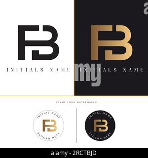 Luxury Initial FB or BF Monogram Text Letter Logo Design Stock Vector