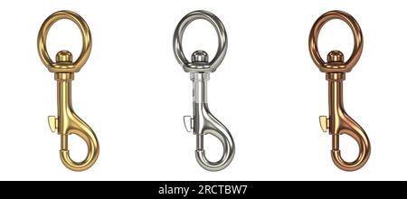 Trigger hooks with circle chain 3D rendering illustration isolated on white background Stock Photo