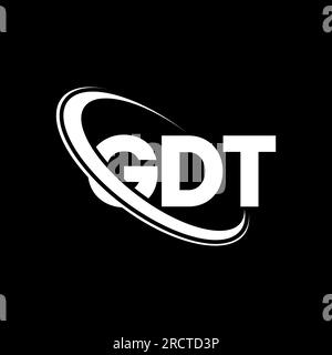 GDT logo. GDT letter. GDT letter logo design. Initials GDT logo linked with circle and uppercase monogram logo. GDT typography for technology, busines Stock Vector