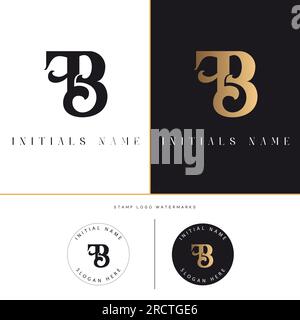 Luxury Initial FB or BF Monogram Text Letter Logo Design Stock Vector