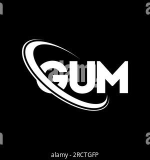 GUM logo. GUM letter. GUM letter logo design. Initials GUM logo linked with circle and uppercase monogram logo. GUM typography for technology, busines Stock Vector