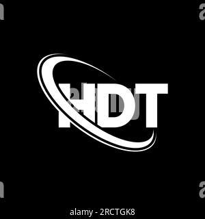 HDT circle letter logo design with circle and ellipse shape. HDT ...