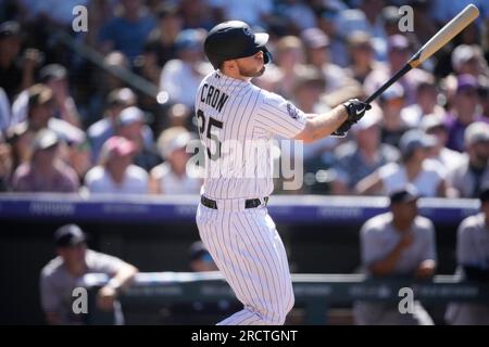 Colorado Rockies first baseman C.J. Cron (25) in the first inning of a  baseball game Wednesday, July 27, 2022, in Denver. (AP Photo/David  Zalubowski Stock Photo - Alamy