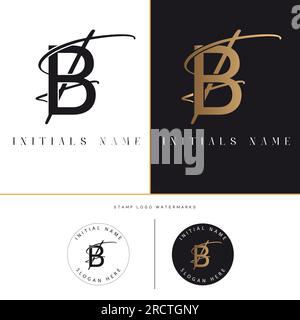 Luxury Initial FB or BF Monogram Text Letter Logo Design Stock Vector